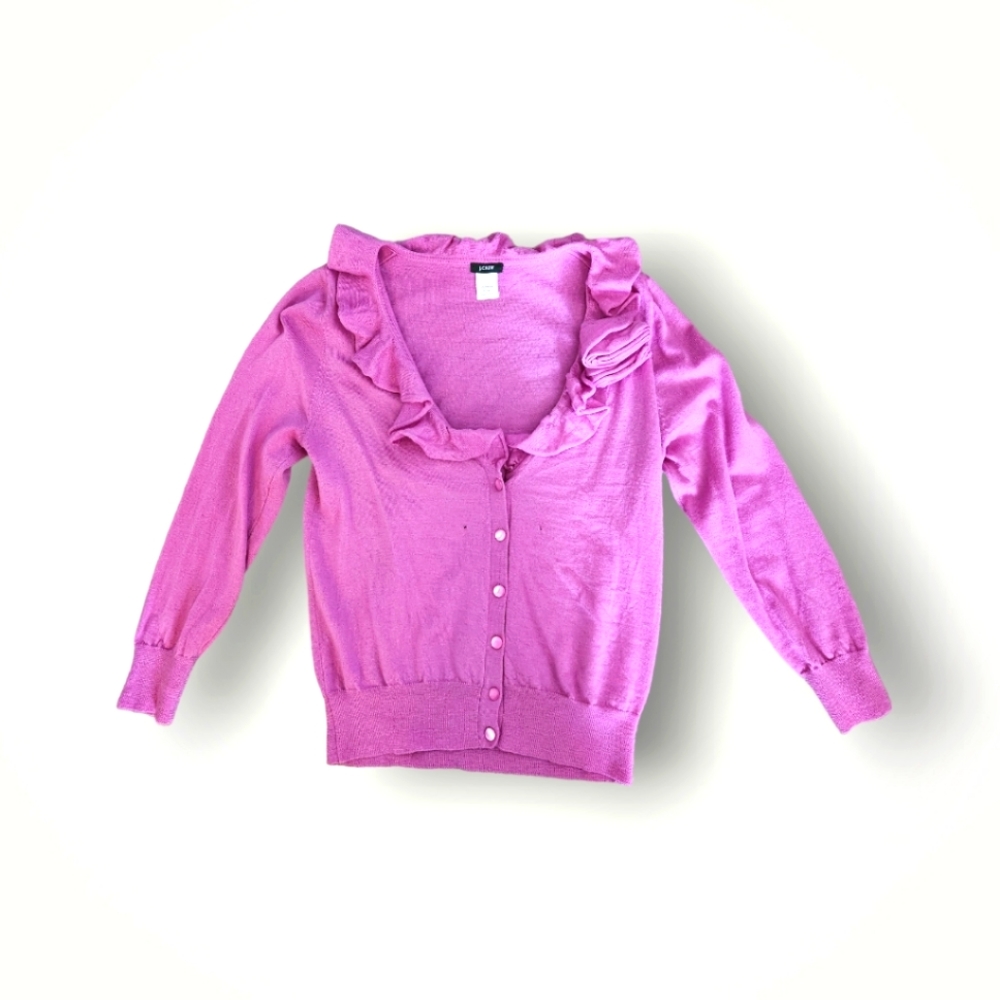 GUC J Crew ruffle neck cardigan Sz M